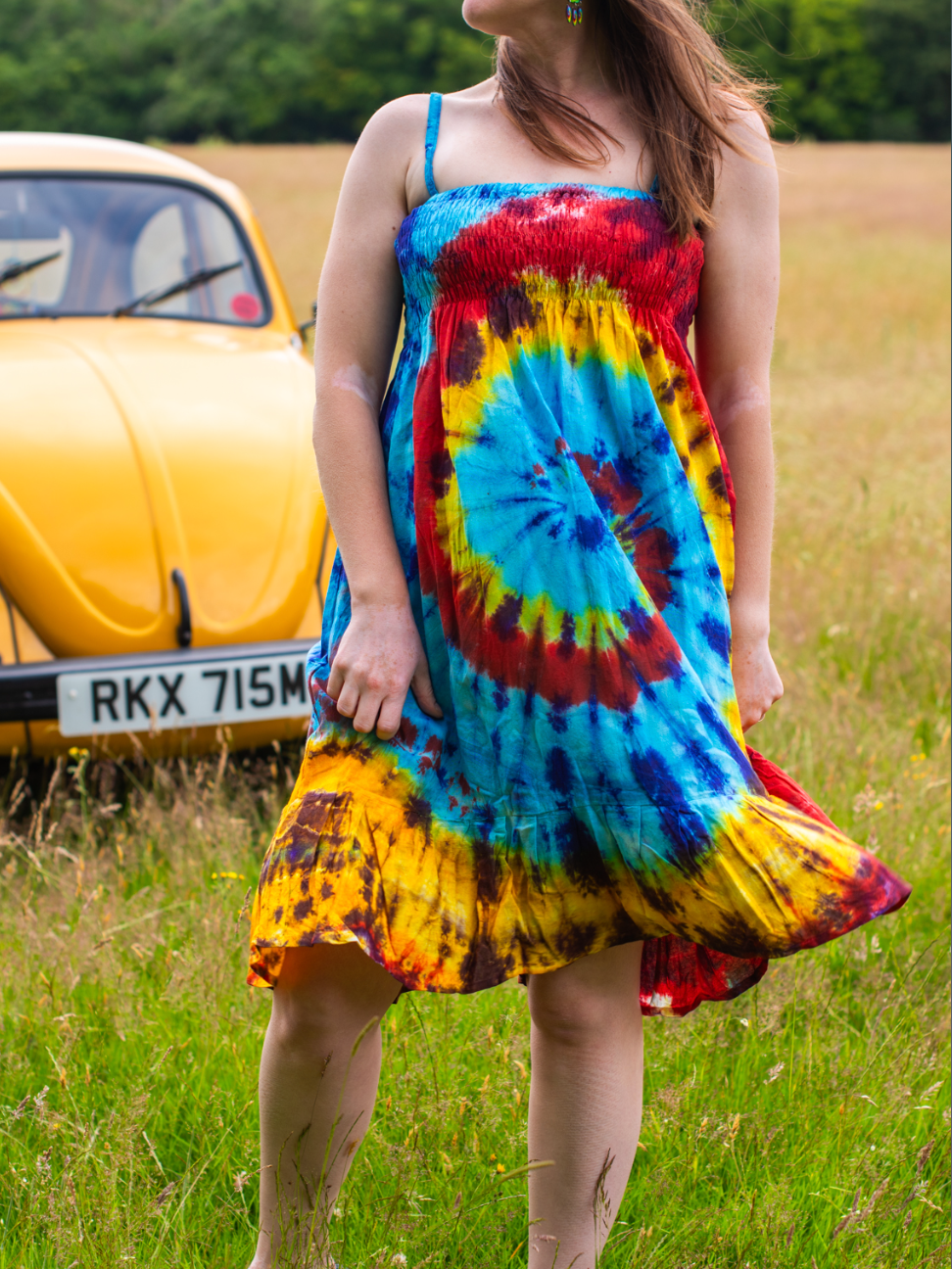 TIE-DYE PRINT DRESS - Ecru / Blue | ZARA Spain