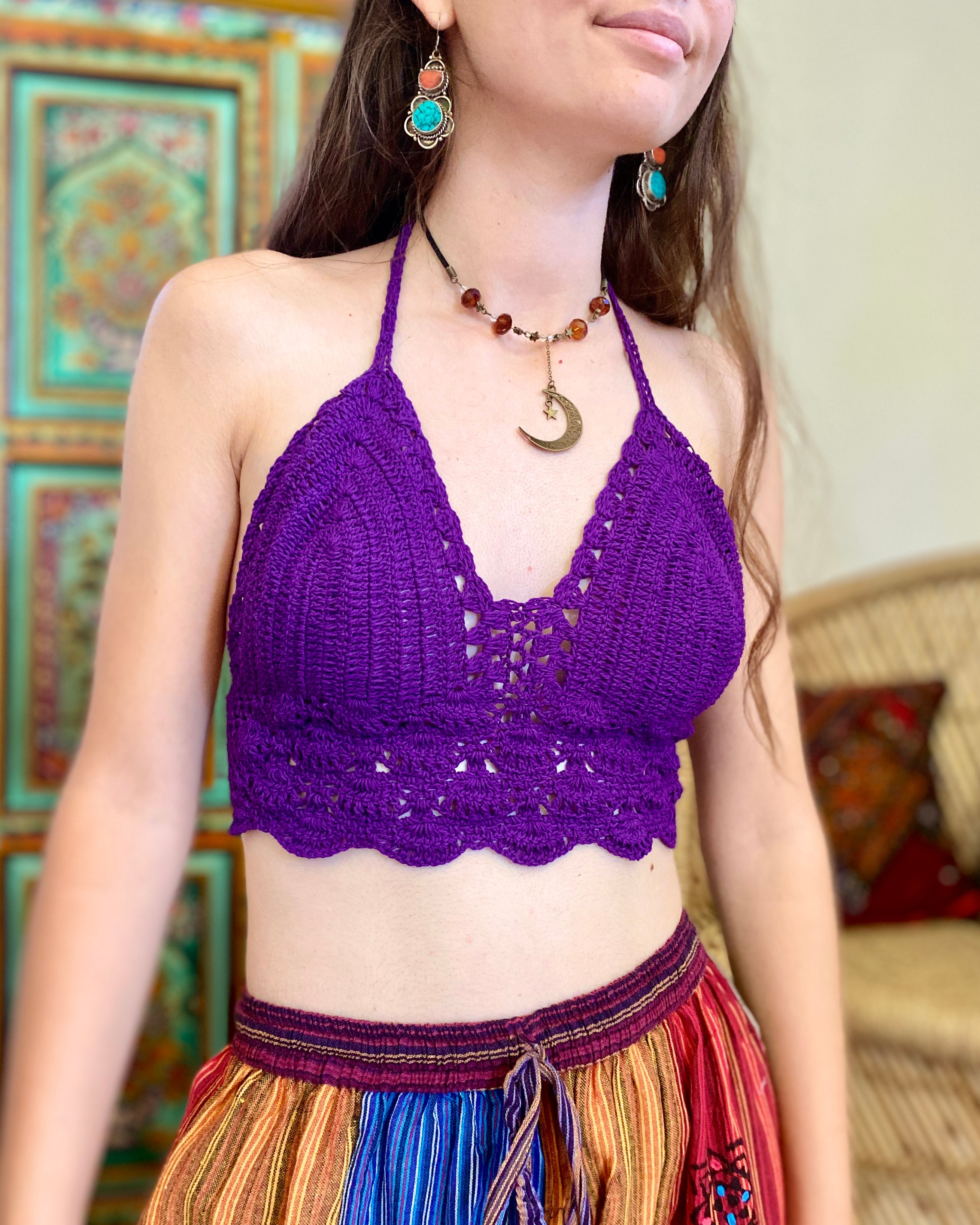 Purple Crochet Bralette Top – EthicalRoots